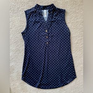 PerSeption Conception Polka dot navy blue tank top with round hem